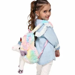 Sac à dos en peluche licorne multicolore