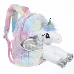 Sac à dos en peluche licorne argenté