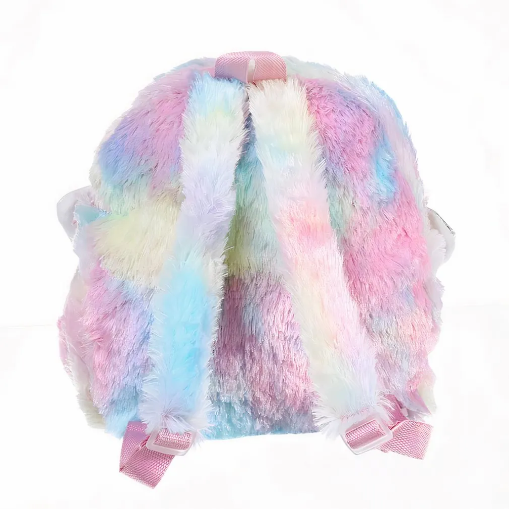 Sac à dos en peluche licorne argenté