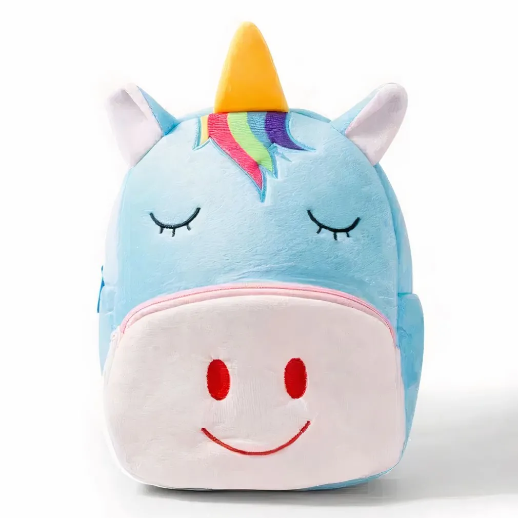 Sac à dos en peluche licorne bleue