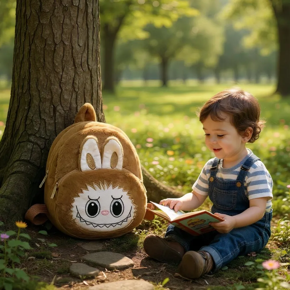Sac à dos style Labubu en peluche