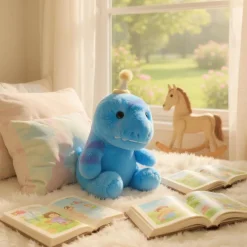 Veilleuse peluche dinosaure bleu