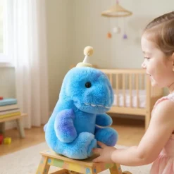 Veilleuse peluche dinosaure bleu